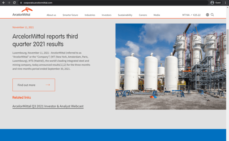 arcelormittal landing page