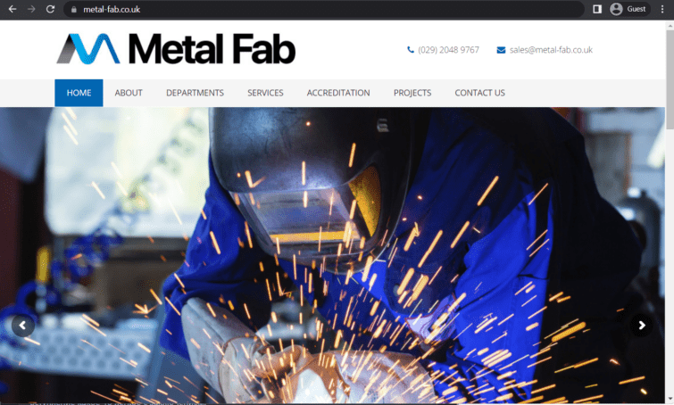 metal fabrication co. cardiff ltd landing page